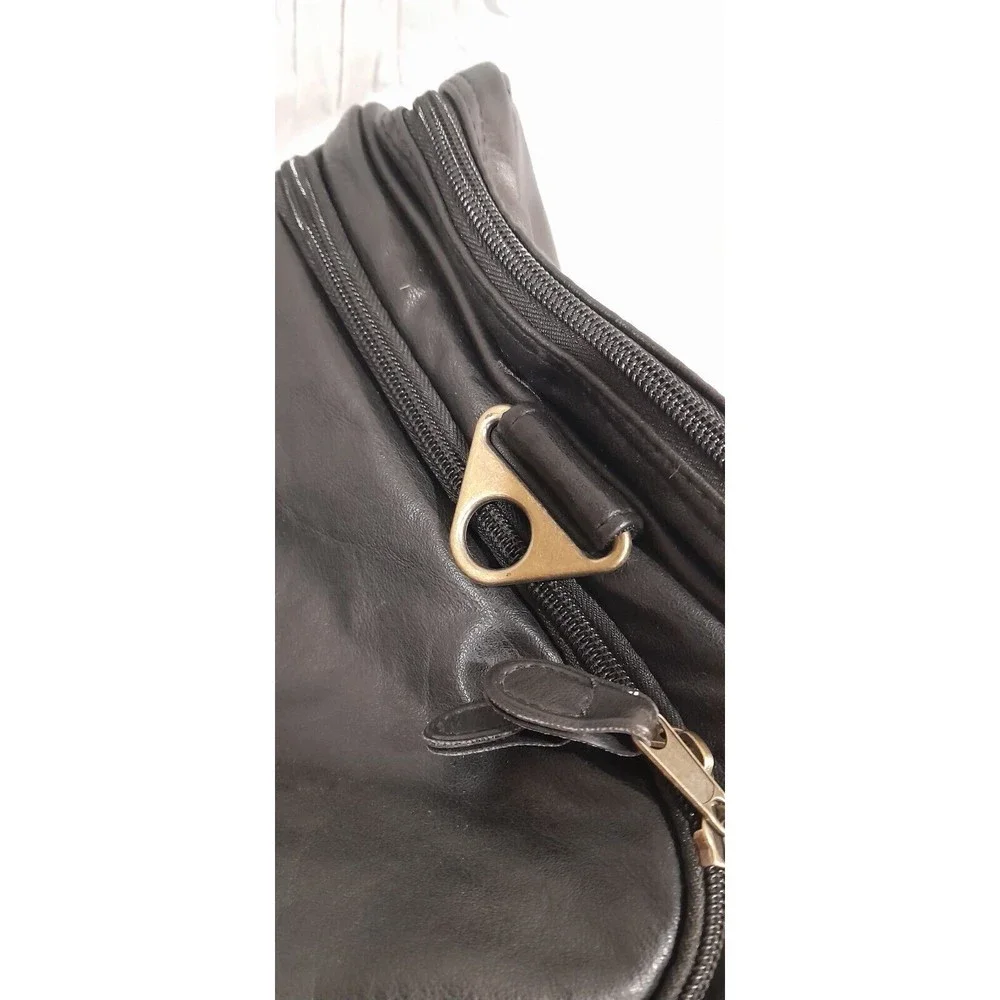 Vtg Classic Car Club Of America, Black Leather Travel Bag, Duffel, 24 Inch HTF